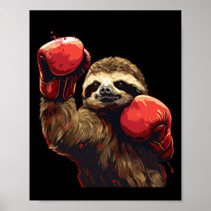 Póster Amante del perezoso boxeador guantes de boxeo kick