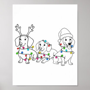 Póster Amante del perro Dachshund Luz de Navidad Xmas Dox