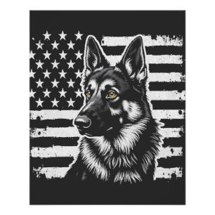 Póster Amante del perro pastor alemán bandera estadounide