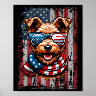 Póster Amante del perro terrier galés bandera de EE. UU.