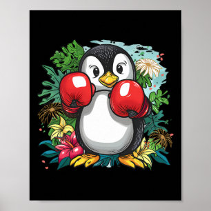 Póster Amante del pingüino de boxeo Guantes de boxeo Kick