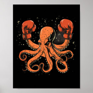Póster Amante del pulpo de boxeo criatura del mar océano 