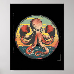 Póster Amante del pulpo de boxeo criatura del mar océano 