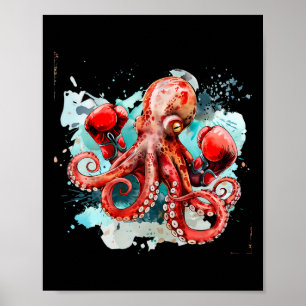 Póster Amante del pulpo de boxeo criatura del mar océano 