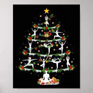 Póster Amante del Yoga Luces de Navidad Yoga Árbol de Nav