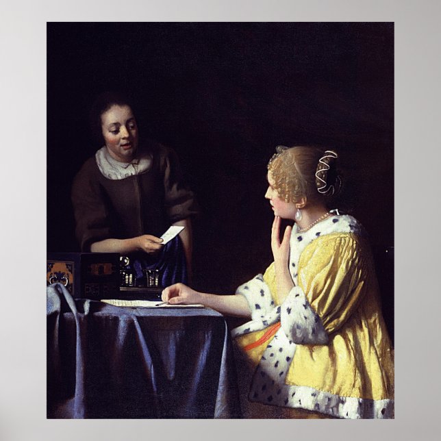 Póster Amante y empleada doméstica de Johannes Vermeer (1 (Frente)