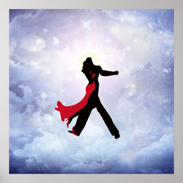 Póster Amantes bailando en la estrella del amor (Frente)