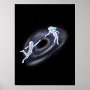 Póster Amantes Cósmicos Etéreos Corazón Galaxia