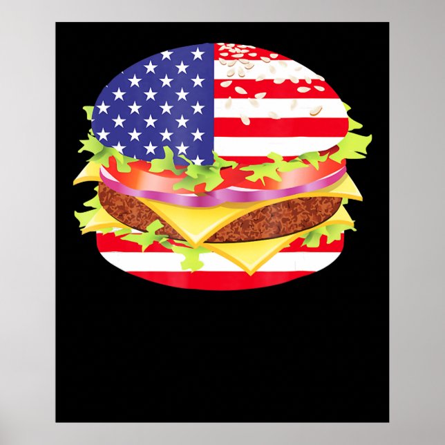Póster Amantes de barbacoa | Hamburguesa Bandera Estadoun (Frente)