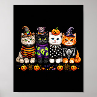 Póster Amantes de gatos Kawaii Halloween adorables gatito