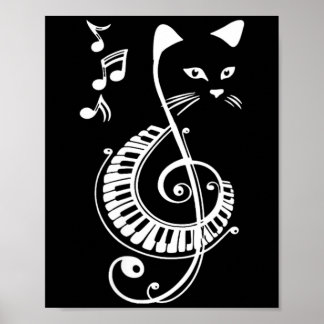 Póster Amantes De Gatos Musicales Femeninos Clave De Sol