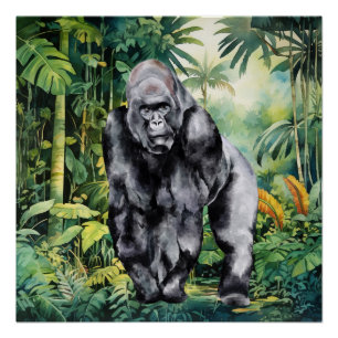 Póster Amantes de gorilas de la selva geniales