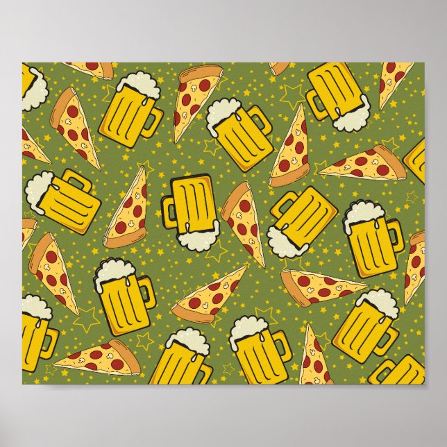Póster Amantes de la cerveza y la pizza (Frente)