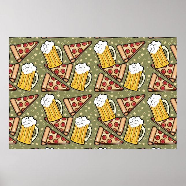 Póster Amantes de la cerveza y la pizza (Frente)