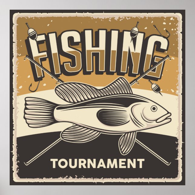 Póster amantes de la pesca retro vintage (Frente)