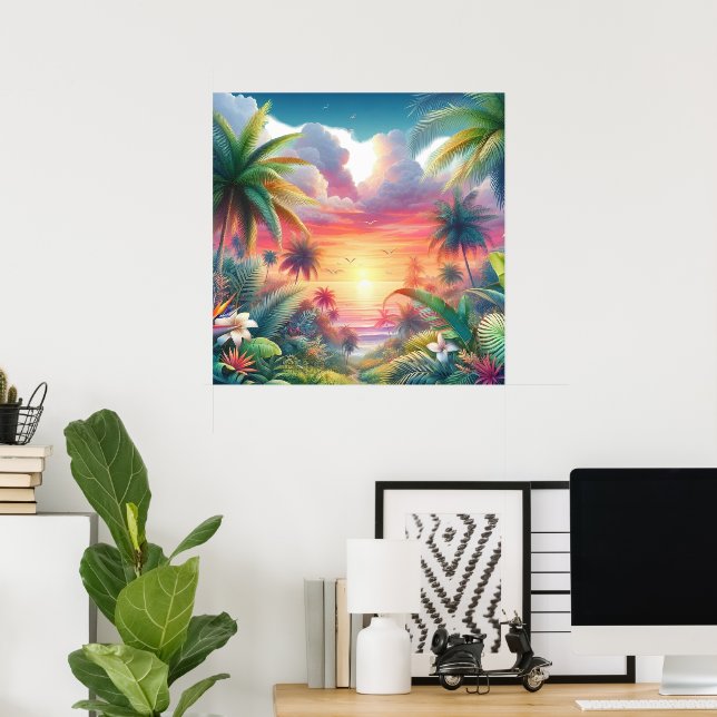 Póster Amantes de la playa tropical (Oficina en casa)