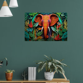 Póster amantes de la selva de elefantes frescos