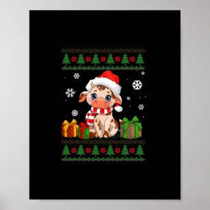 Póster amantes de las vacas divertidas navidades lindos s