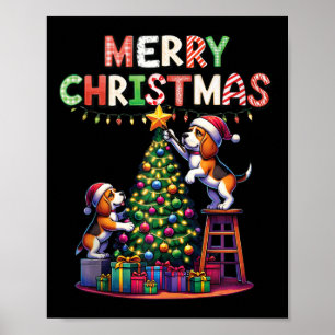 Póster Amantes de los animales mascotas Xmas Perros Beagl