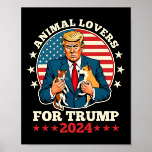 Póster Amantes de los Animales por Trump 2024 Campaña de