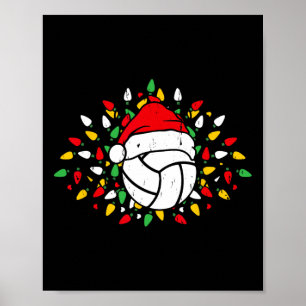 Póster Amantes de los deportes de voleibol Santa Hat Xmas