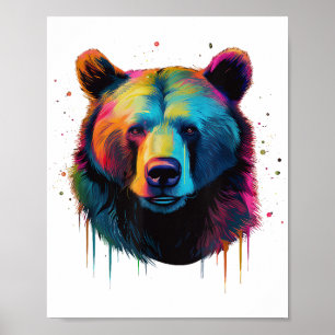 Póster Amantes de osos grizzly Pop Art Gran oso grizzly