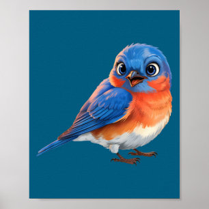 Póster Amantes de pájaros azules del este lindos