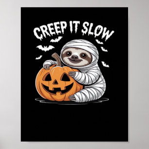 Póster Amantes de Perezosos Lindos Calabaza Divertida de