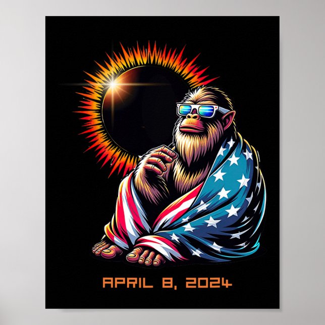 Póster Amantes de Sasquatch de pie grande Eclipse solar t (Frente)