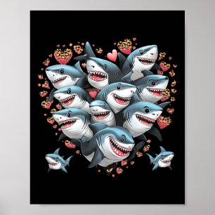Póster Amantes de tiburones buzos marinos tiburones forma