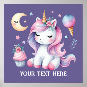 Póster Amantes de unicornio cutáneo añaden texto