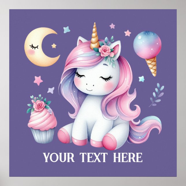 Póster Amantes de unicornio cutáneo añaden texto (Frente)