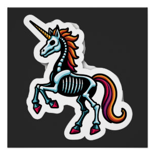 Póster Amantes de Unicornios Esqueleto Divertidos Disfraz
