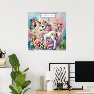 Póster Amantes de unicornios lindos agregar nombre