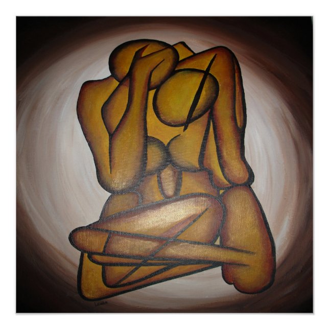 Póster Amantes Del Arte Contemporáneo En Ochre Y Brow (Anverso)