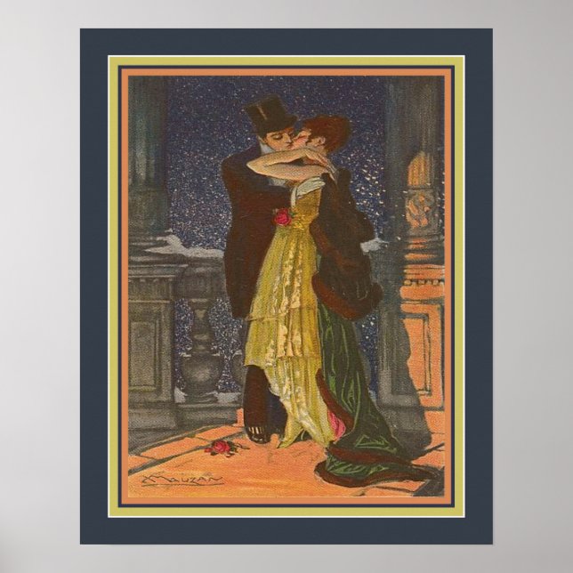 Póster "Amantes del Balcón" por Achille Mauzan (Frente)