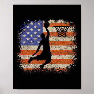 Póster Amantes del baloncesto de la bandera de Estados Un