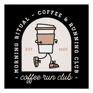 Póster Amantes del café y la carrera club de correr diver