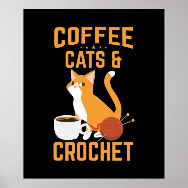 Póster amantes del crochet de hilo de gatos lindos (Frente)