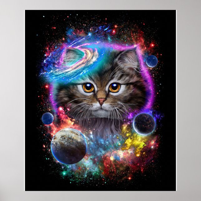 Póster Amantes del gato | Gato En Cosmos Espaciales De Ga (Frente)