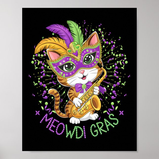 Póster Amantes del gato Mardi Gras (Frente)