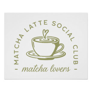 Póster Amantes del latte de Matcha club de chica estético