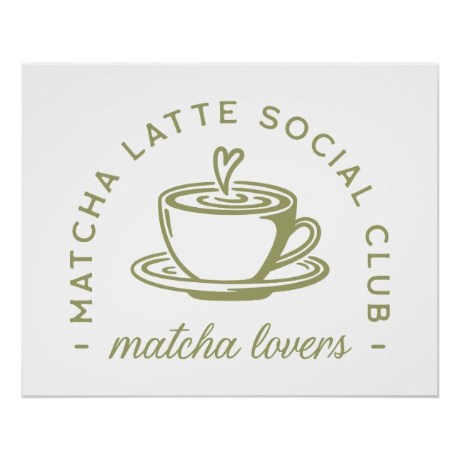 Póster Amantes del latte de Matcha club de chica estético (Anverso)