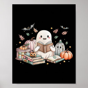 Póster Amantes del libro de lectura de ghost lindo otoño