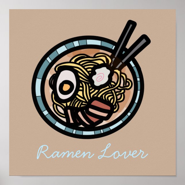 Póster Amantes del Ramen adorables japoneses (Frente)
