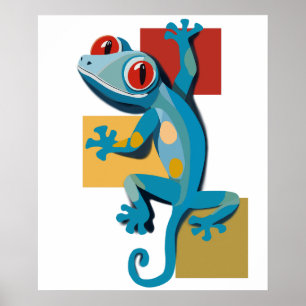 Póster Amantes del Reptile Gecko Azul