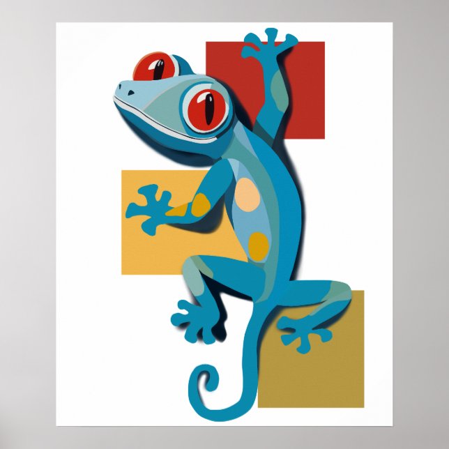 Póster Amantes del Reptile Gecko Azul (Frente)
