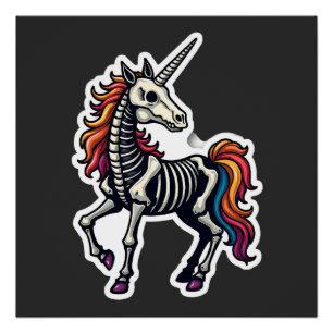 Póster Amantes del Unicornio Esqueleto Divertido Disfraz