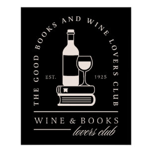 Póster Amantes del vino y los libros leyendo chicas noche