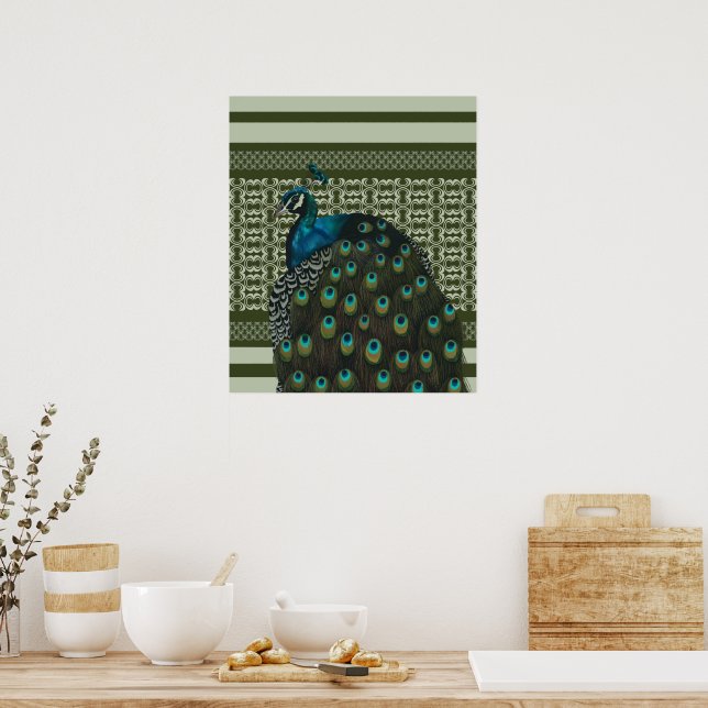 Póster Amantes elegantes del Pájaro Peacock (Cocina)